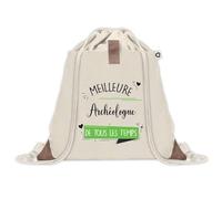 Sac à dos avec pochette Meilleure Archéologue de tous les temps | Sac de Sport et Gym avec cordelettes en Toile | Idée Cadeau Collègue Noël Anniversaire | Sac Doudou