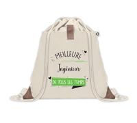 Sac à dos avec pochette Meilleure Ingénieur de tous les temps | Sac de Sport et Gym avec cordelettes en Toile | Idée Cadeau Collègue Noël Anniversaire | Sac Doudou