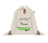 Sac à dos avec pochette Meilleure Manager de tous les temps | Sac de Sport et Gym avec cordelettes en Toile | Idée Cadeau Collègue Noël Anniversaire | Sac Doudou