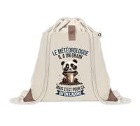 Sac à dos avec pochette Météorologue Panda Grain | Sac de Sport et Gym avec cordelettes en Toile | Idée Cadeau Collègue Noël Anniversaire | Sac Doudou