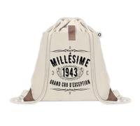 Sac à dos avec pochette Millésime 1943 | Sac de Sport et Gym avec cordelettes en Toile | Idée Cadeau Collègue Noël Anniversaire | Sac Doudou