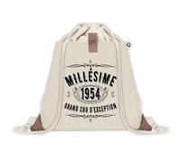 Sac à dos avec pochette Millésime 1954 | Sac de Sport et Gym avec cordelettes en Toile | Idée Cadeau Collègue Noël Anniversaire | Sac Doudou