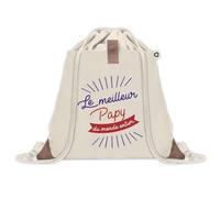 Sac à dos avec pochette Papy Meilleur du Monde | Sac de Sport et Gym avec cordelettes en Toile | Idée Cadeau Collègue Noël Anniversaire | Sac Doudou