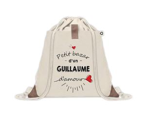 Sac à dos avec pochette Petit Bazar d'un Guillaume d'amour | Sac de Sport et Gym avec cordelettes en Toile | Idée Cadeau Collègue Noël Anniversaire | Sac Doudou