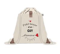 Sac à dos avec pochette Petit Bazar d'un Guy d'amour | Sac de Sport et Gym avec cordelettes en Toile | Idée Cadeau Collègue Noël Anniversaire | Sac Doudou