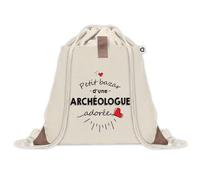 Sac à dos avec pochette Petit Bazar d'une Archéologue adorée | Sac de Sport et Gym avec cordelettes en Toile | Idée Cadeau Collègue Noël Anniversaire | Sac Doudou