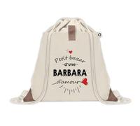 Sac à dos avec pochette Petit Bazar d'une Barbara d'amour | Sac de Sport et Gym avec cordelettes en Toile | Idée Cadeau Collègue Noël Anniversaire | Sac Doudou