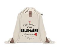 Sac à dos avec pochette Petit Bazar d'une Belle-Mère d'amour | Sac de Sport et Gym avec cordelettes en Toile | Idée Cadeau Collègue Noël Anniversaire | Sac Doudou