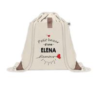 Sac à dos avec pochette Petit Bazar d'une Elena d'amour | Sac de Sport et Gym avec cordelettes en Toile | Idée Cadeau Collègue Noël Anniversaire | Sac Doudou