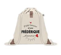 Sac à dos avec pochette Petit Bazar d'une Frédérique d'amour | Sac de Sport et Gym avec cordelettes en Toile | Idée Cadeau Collègue Noël Anniversaire | Sac Doudou