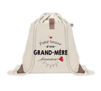 Sac à dos avec pochette Petit Bazar d'une Grand-Mère d'amour | Sac de Sport et Gym avec cordelettes en Toile | Idée Cadeau Collègue Noël Anniversaire | Sac Doudou