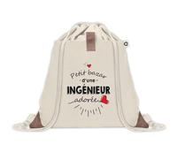 Sac à dos avec pochette Petit Bazar d'une Ingénieur adorée | Sac de Sport et Gym avec cordelettes en Toile | Idée Cadeau Collègue Noël Anniversaire | Sac Doudou