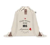 Sac à dos avec pochette Petit Bazar d'une Iris d'amour | Sac de Sport et Gym avec cordelettes en Toile | Idée Cadeau Collègue Noël Anniversaire | Sac Doudou