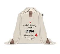 Sac à dos avec pochette Petit Bazar d'une Lydia d'amour | Sac de Sport et Gym avec cordelettes en Toile | Idée Cadeau Collègue Noël Anniversaire | Sac Doudou