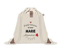 Sac à dos avec pochette Petit Bazar d'une Marie d'amour | Sac de Sport et Gym avec cordelettes en Toile | Idée Cadeau Collègue Noël Anniversaire | Sac Doudou