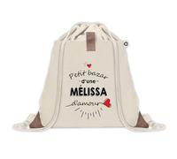 Sac à dos avec pochette Petit Bazar d'une Mélissa d'amour | Sac de Sport et Gym avec cordelettes en Toile | Idée Cadeau Collègue Noël Anniversaire | Sac Doudou