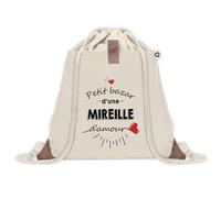 Sac à dos avec pochette Petit Bazar d'une Mireille d'amour | Sac de Sport et Gym avec cordelettes en Toile | Idée Cadeau Collègue Noël Anniversaire | Sac Doudou