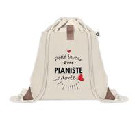 Sac à dos avec pochette Petit Bazar d'une Pianiste adorée | Sac de Sport et Gym avec cordelettes en Toile | Idée Cadeau Collègue Noël Anniversaire | Sac Doudou