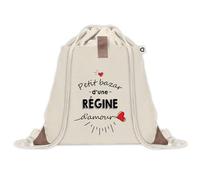 Sac à dos avec pochette Petit Bazar d'une Régine d'amour | Sac de Sport et Gym avec cordelettes en Toile | Idée Cadeau Collègue Noël Anniversaire | Sac Doudou