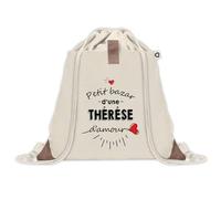 Sac à dos avec pochette Petit Bazar d'une Thérèse d'amour | Sac de Sport et Gym avec cordelettes en Toile | Idée Cadeau Collègue Noël Anniversaire | Sac Doudou