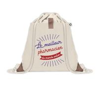 Sac à dos avec pochette Pharmacien Meilleur du Monde | Sac de Sport et Gym avec cordelettes en Toile | Idée Cadeau Collègue Noël Anniversaire | Sac Doudou