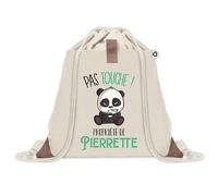 Sac à dos avec pochette Pierrette Pas Touche Panda | Sac de Sport et Gym avec cordelettes en Toile | Idée Cadeau Collègue Noël Anniversaire | Sac Doudou