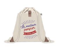 Sac à dos avec pochette Pompier Meilleur du Monde | Sac de Sport et Gym avec cordelettes en Toile | Idée Cadeau Collègue Noël Anniversaire | Sac Doudou