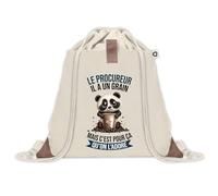 Sac à dos avec pochette Procureur Panda Grain | Sac de Sport et Gym avec cordelettes en Toile | Idée Cadeau Collègue Noël Anniversaire | Sac Doudou