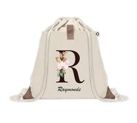 Sac à dos avec pochette Raymonde Lettre Fleur | Sac de Sport et Gym avec cordelettes en Toile | Idée Cadeau Collègue Noël Anniversaire | Sac Doudou