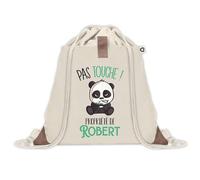 Sac à dos avec pochette Robert Pas Touche Panda | Sac de Sport et Gym avec cordelettes en Toile | Idée Cadeau Collègue Noël Anniversaire | Sac Doudou