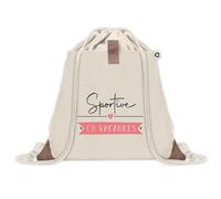 Sac à dos avec pochette Sportive en Vacances | Sac de Sport et Gym avec cordelettes en Toile | Idée Cadeau Collègue Noël Anniversaire | Sac Doudou