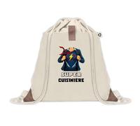 Sac à dos avec pochette Super Cuisinière | Sac de Sport et Gym avec cordelettes en Toile sac doudou cadeau fêtes de mères noël