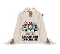 Sac à dos avec pochette Super Éducateur Spécialisé | Sac de Sport et Gym avec cordelettes en Toile | Idée Cadeau Collègue Noël Anniversaire | Sac Doudou