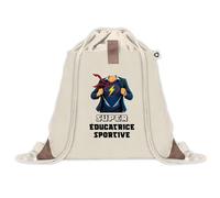 Sac à dos avec pochette Super Éducatrice Sportive | Sac de Sport et Gym avec cordelettes en Toile sac doudou cadeau fêtes de mères noël