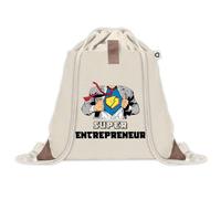 Sac à dos avec pochette Super Entrepreneur | Sac de Sport et Gym avec cordelettes en Toile | Idée Cadeau Collègue Noël Anniversaire | Sac Doudou