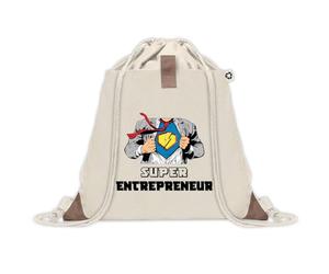 Sac à dos avec pochette Super Entrepreneur | Sac de Sport et Gym avec cordelettes en Toile | Idée Cadeau Collègue Noël Anniversaire | Sac Doudou