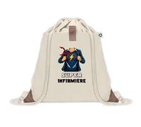 Sac à dos avec pochette Super Infirmière | Sac de Sport et Gym avec cordelettes en Toile sac doudou cadeau fêtes de mères noël