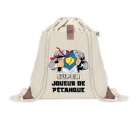 Sac à dos avec pochette Super Joueur de Pétanque | Sac de Sport et Gym avec cordelettes en Toile | Idée Cadeau Collègue Noël Anniversaire | Sac Doudou