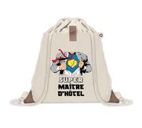 Sac à dos avec pochette Super Maître d'Hôtel | Sac de Sport et Gym avec cordelettes en Toile | Idée Cadeau Collègue Noël Anniversaire | Sac Doudou