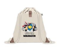Sac à dos avec pochette Super Manager | Sac de Sport et Gym avec cordelettes en Toile | Idée Cadeau Collègue Noël Anniversaire | Sac Doudou