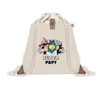 Sac à dos avec pochette Super Papy | Sac de Sport et Gym avec cordelettes en Toile | Idée Cadeau Collègue Noël Anniversaire | Sac Doudou