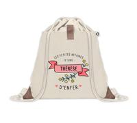 Sac à dos avec pochette Thérèse Les Affaires d'Enfer | Sac de Sport et Gym avec cordelettes en Toile | Idée Cadeau Collègue Noël Anniversaire | Sac Doudou