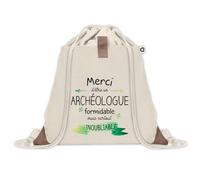 Sac à dos avec pochette Un Archéologue Inoubliable | Sac de Sport et Gym avec cordelettes en Toile | Idée Cadeau Collègue Noël Anniversaire | Sac Doudou