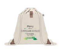 Sac à dos avec pochette Un Commissaire de Police Inoubliable | Sac de Sport et Gym avec cordelettes en Toile | Idée Cadeau Collègue Noël Anniversaire | Sac Doudou