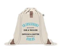 Sac à dos avec pochette Un Enseignant Formidable | Sac de Sport et Gym avec cordelettes en Toile | Idée Cadeau Collègue Noël Anniversaire | Sac Doudou