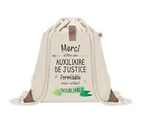 Sac à dos avec pochette Une Auxiliaire de Justice Inoubliable | Sac de Sport et Gym avec cordelettes en Toile | Idée Cadeau Collègue Noël Anniversaire | Sac Doudou