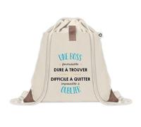 Sac à dos avec pochette Une Boss Formidable | Sac de Sport et Gym avec cordelettes en Toile | Idée Cadeau Collègue Noël Anniversaire | Sac Doudou