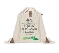 Sac à dos avec pochette Une Joueuse de Pétanque Inoubliable | Sac de Sport et Gym avec cordelettes en Toile | Idée Cadeau Collègue Noël Anniversaire | Sac Doudou