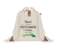 Sac à dos avec pochette Une Photographe Inoubliable | Sac de Sport et Gym avec cordelettes en Toile | Idée Cadeau Collègue Noël Anniversaire | Sac Doudou