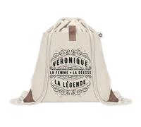 Sac à dos avec pochette Véronique Femme Déesse Légende | Sac de Sport et Gym avec cordelettes en Toile | Idée Cadeau Collègue Noël Anniversaire | Sac Doudou